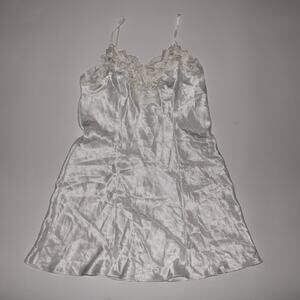 Vintage Intimo Amore White Slip Dress With Lace And Beaded Neckline Size XS